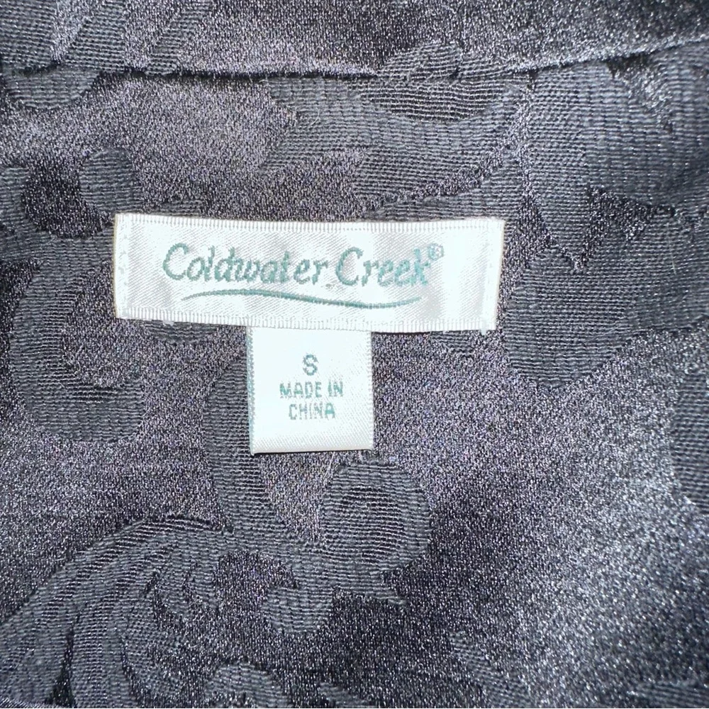 Coldwater Creek Black On Black‎ Jacquard Blazer Sz 8 Jacket Floral Chic Office